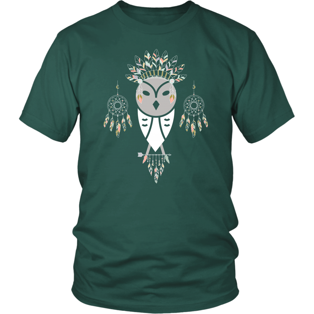 Tribal Barn Owl T-shirt Bohemian Gypsy Dreamcatcher Headdress - Hundredth Monkey Tees