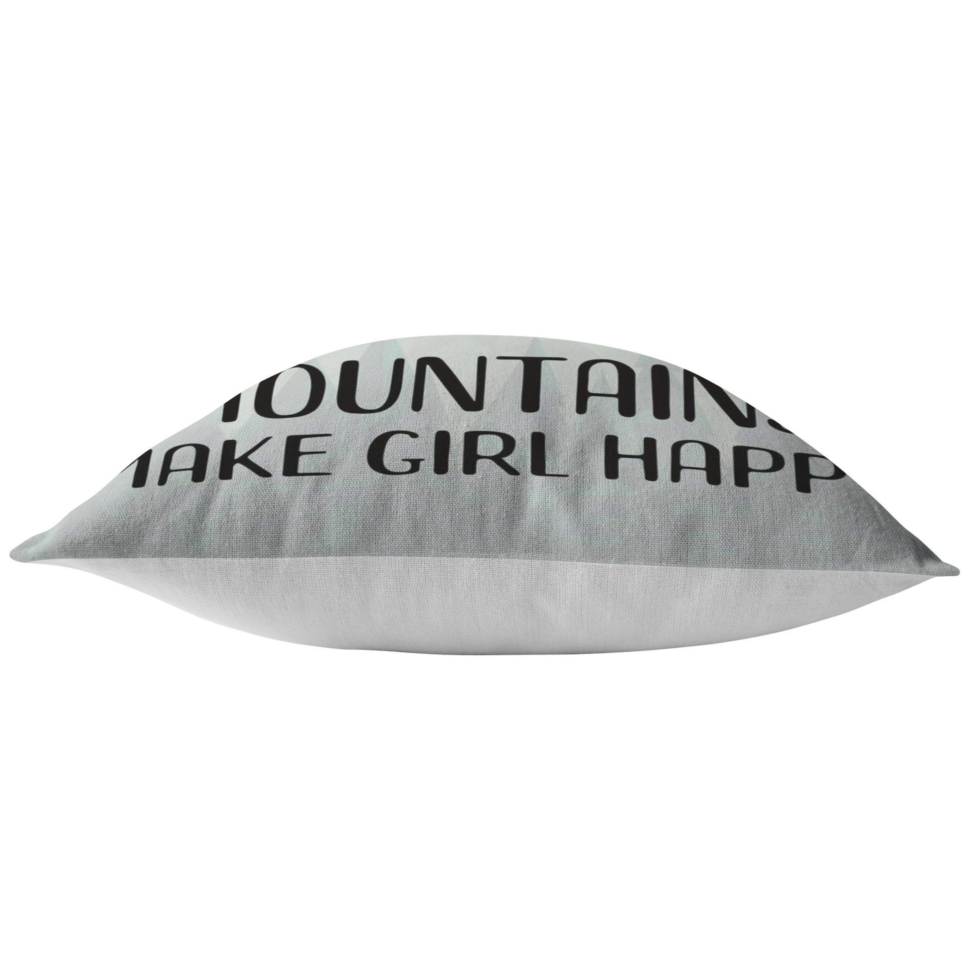 Mountains Make Girl Happy Throw Pillow for Outdoor Lovers PNW Camping - Hundredth Monkey Tees