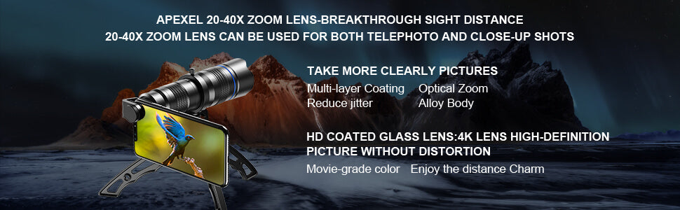 APEXEL 20-40X ZOOM LENS-BREAKTHROUGH SIGHT DISTANCE