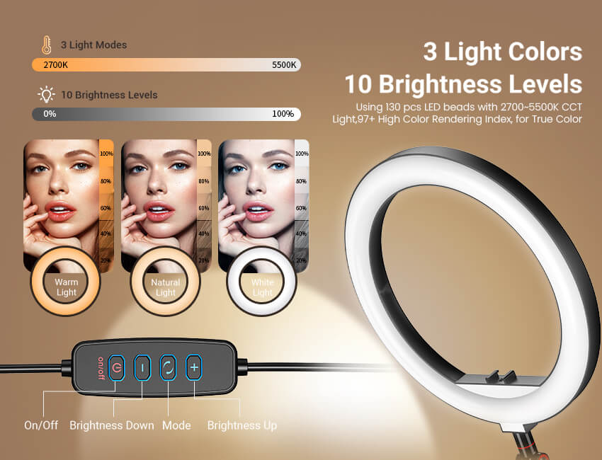 ring lights 3 Light Colors 10 Brightness Levels