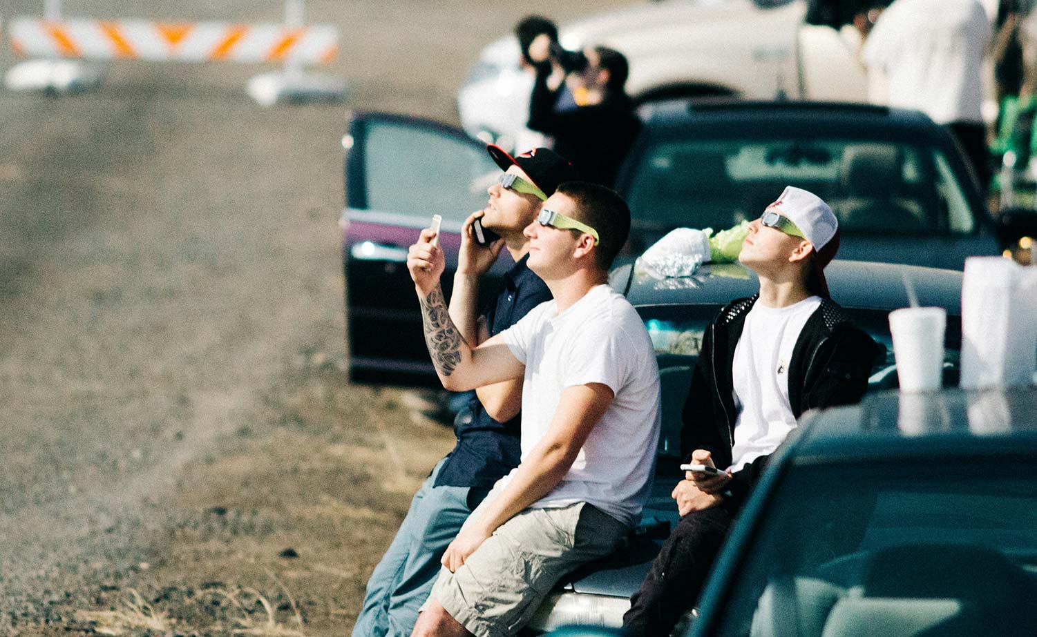 People viewing solar eclipse in the US