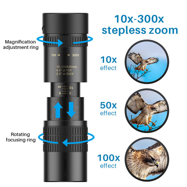 10-300X40 Zoom Monocular Telescope - Apexel