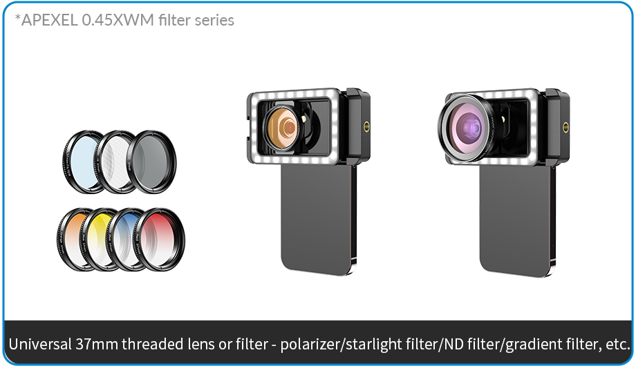 Universal 37mm threaded lens or filter - polarizer/starlight filter/ND filter/gradient filter, etc.