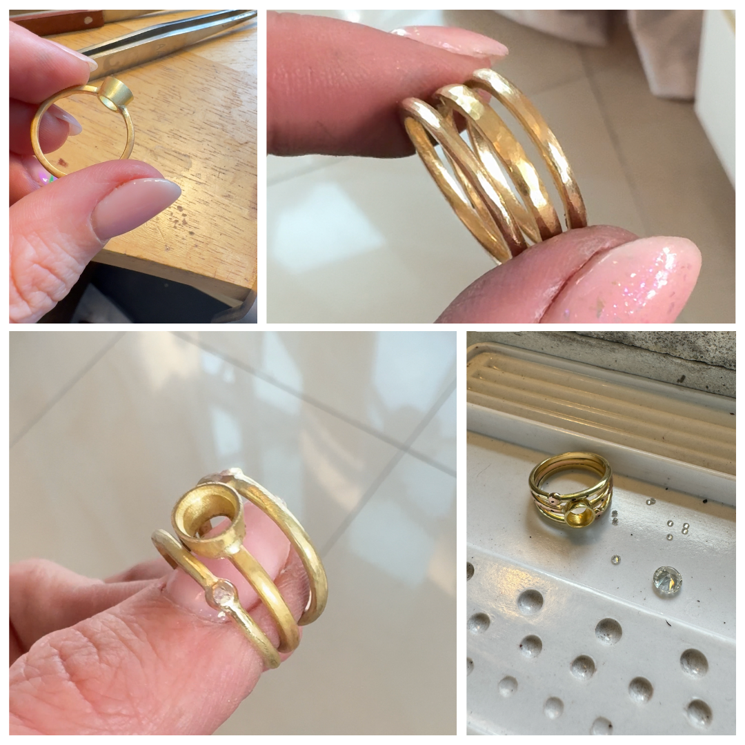 Ring remodel workshop images yellow and rose gold