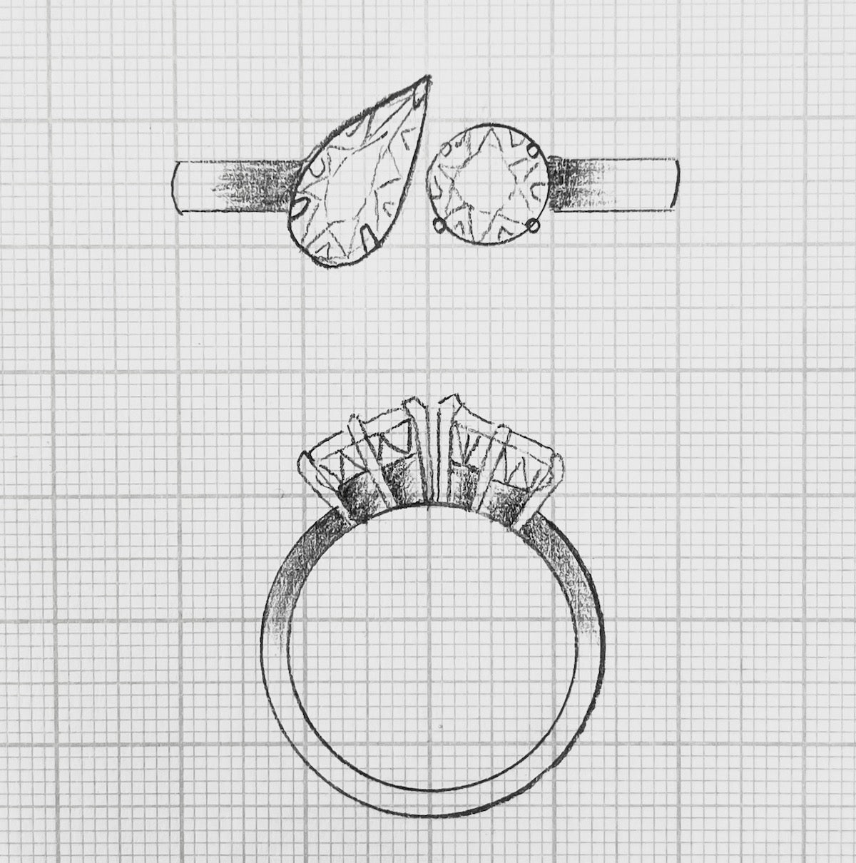 Toi Et Moi Ring Jewellery Sketch