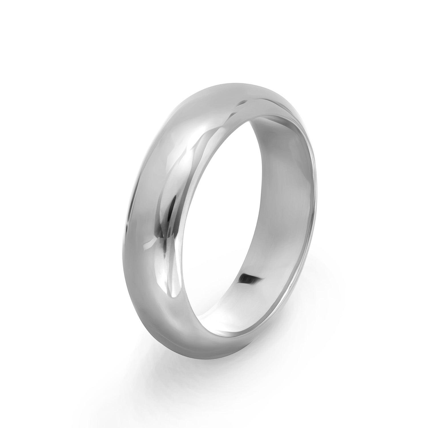 White Gold D Shape Wedding Band