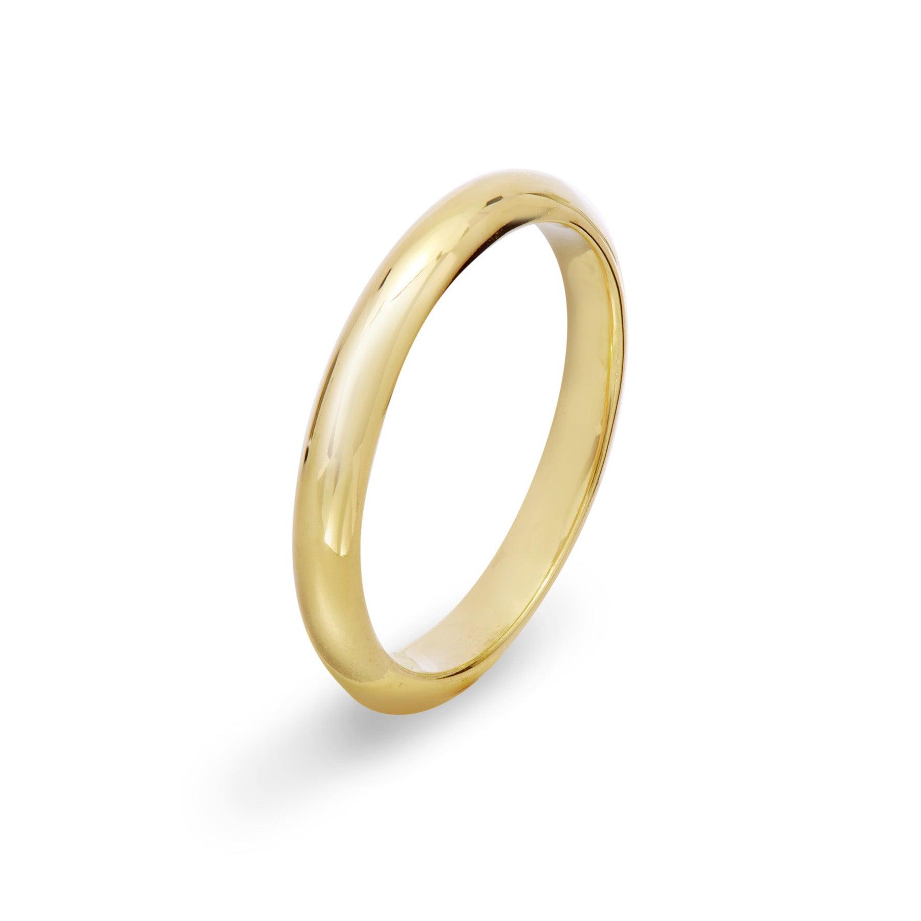 Yellow Gold D Shape Wedding Band