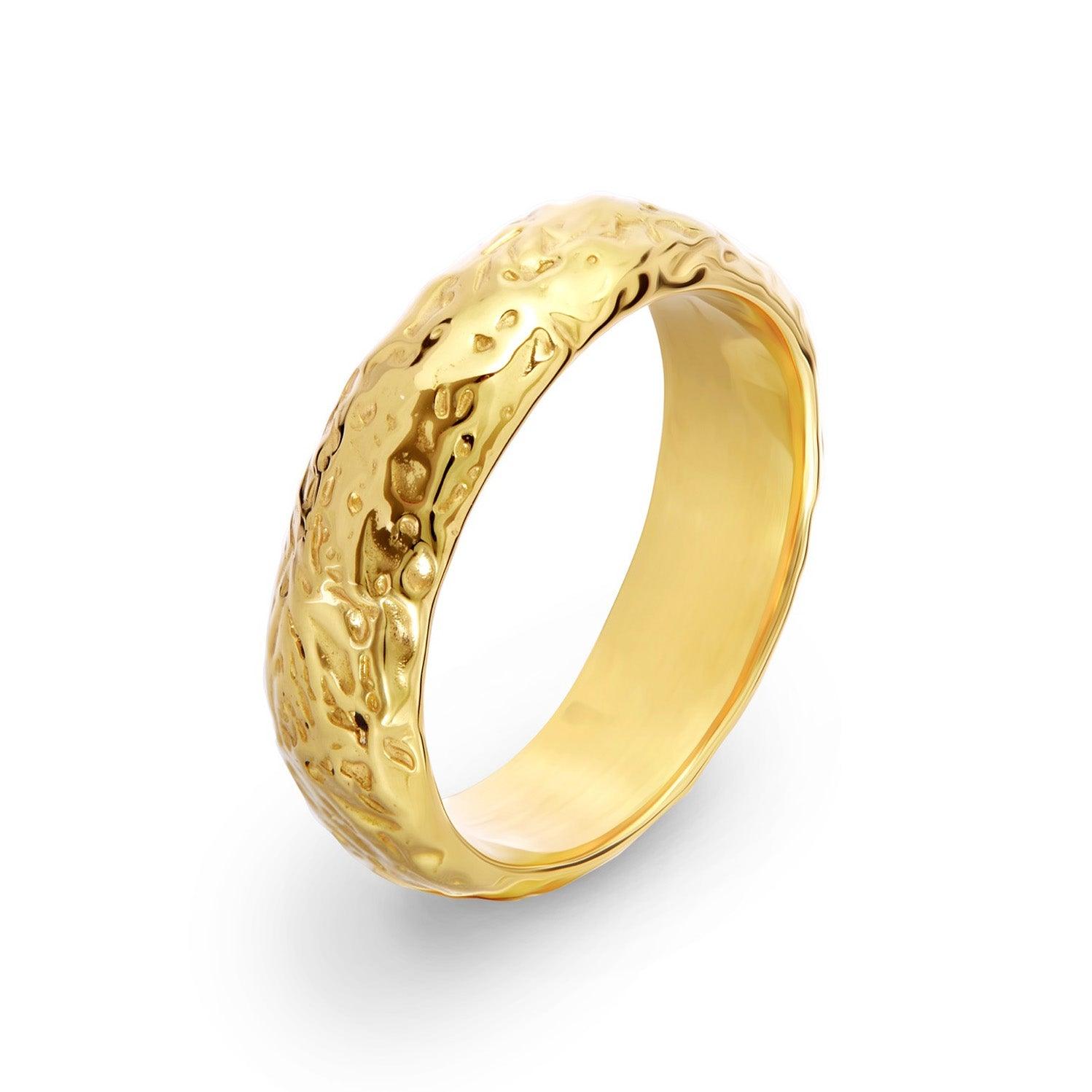 Yellow Gold Textured Wedding Band