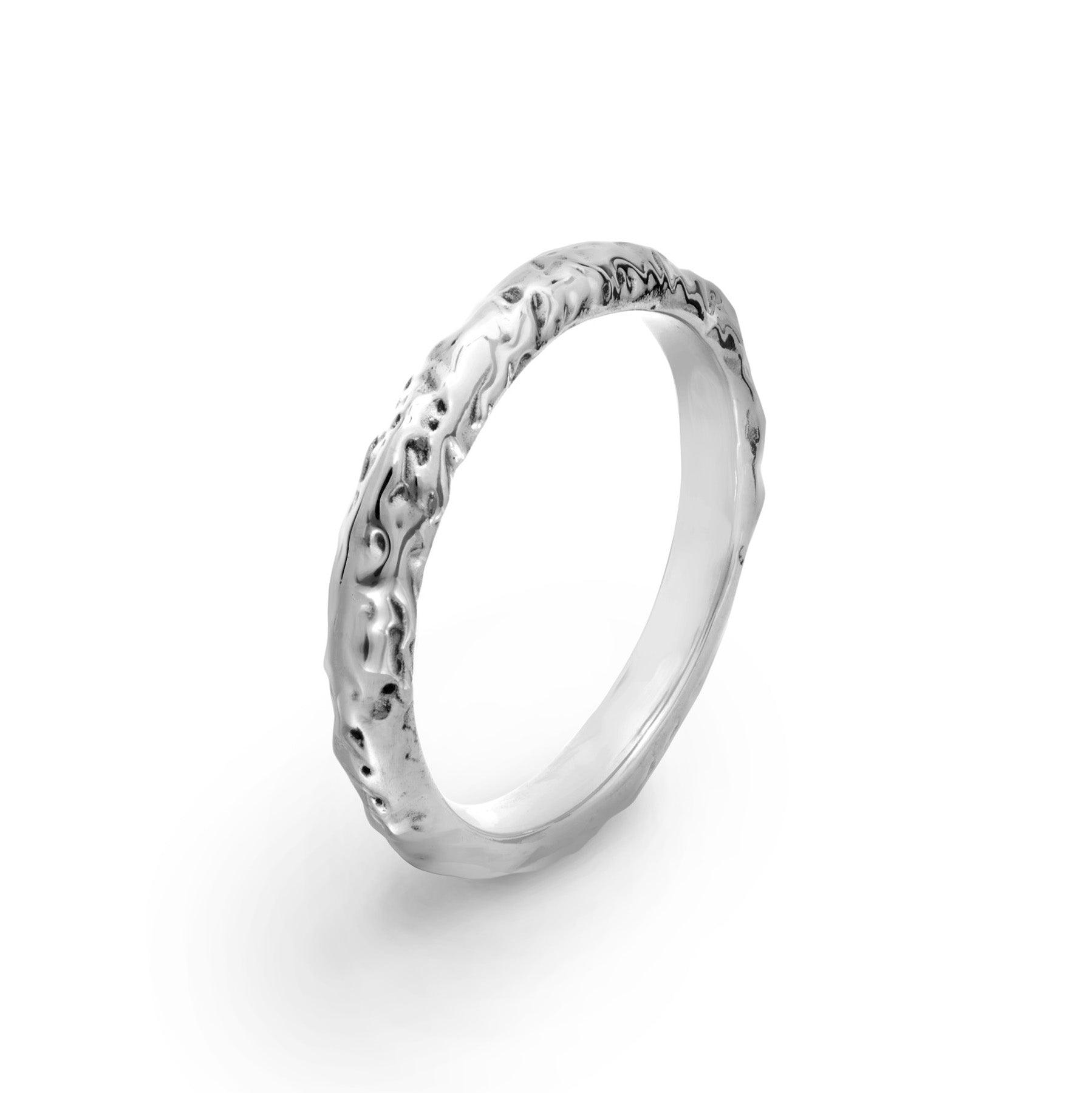 White Gold Textured Wedding Band