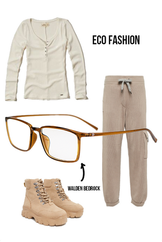 eco fashion with a henley style shirt joggers and boots