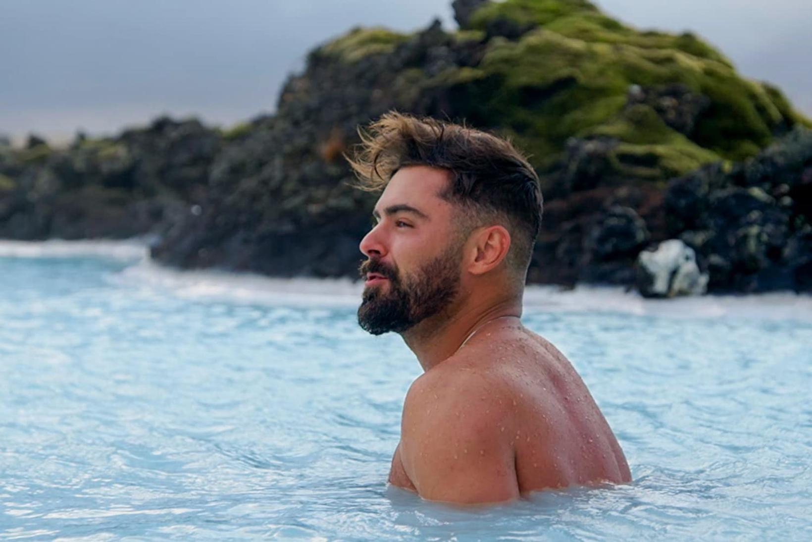 Zac Efron at the Blue Lagoon in Iceland