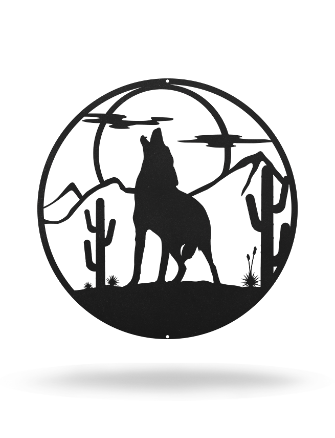 Coyote Howling At The Moon Steel Decors