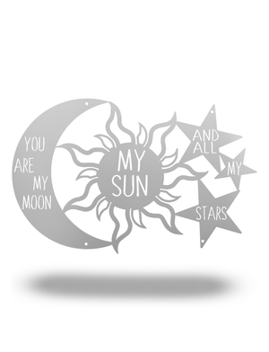 Steel Roots Decor Polished Silver “You are my Moon, My Sun and Stars” 18”