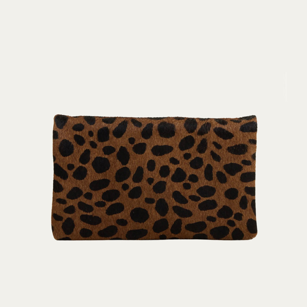 Leopard clutch leather wristlet, brown leopard wristlet, black leather –  pinkcharmsdesigns