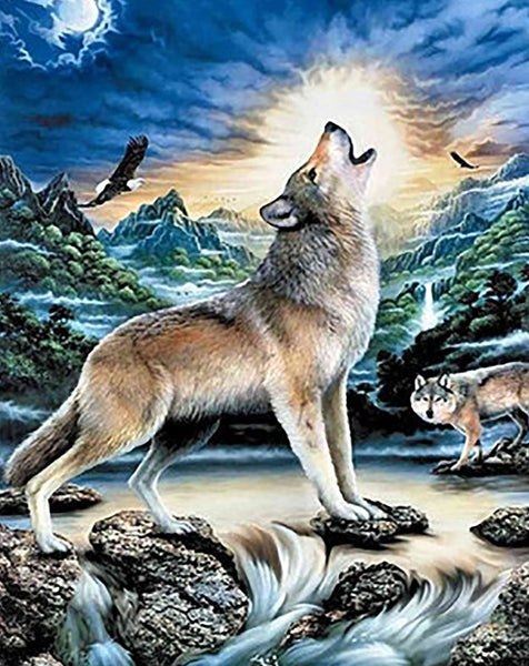 Lone Wolf Howling Animals Paint By Numbers