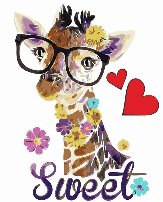 Glasses Giraffe - Animals Paint By Numbers – Numeral Paint