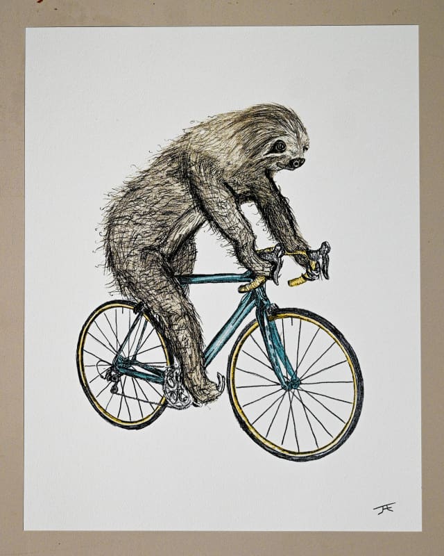 Image of Sloth on a Bike Print