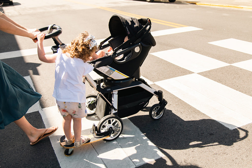 Stroller Skateboard Attachment