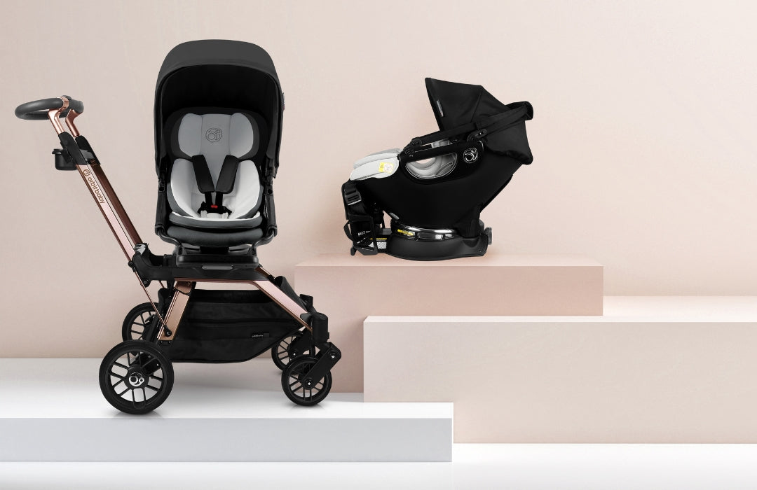 image of orbit baby stroller and rotating car seat