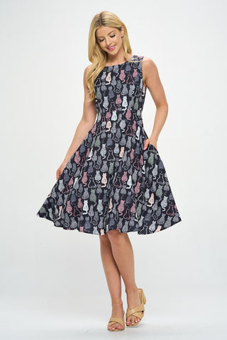 Cat Print Dress