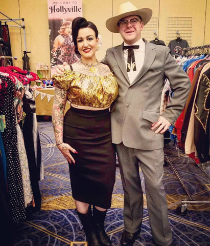 Bonnie Holly shopping at Hollyville's vendor booth at Nashville Boogie Vintage Weekender 2018