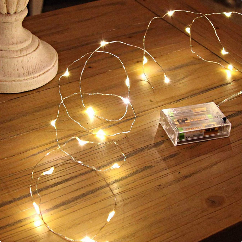 Copper Wire Fairy LED String Lights - 3AA Battery Operated ...