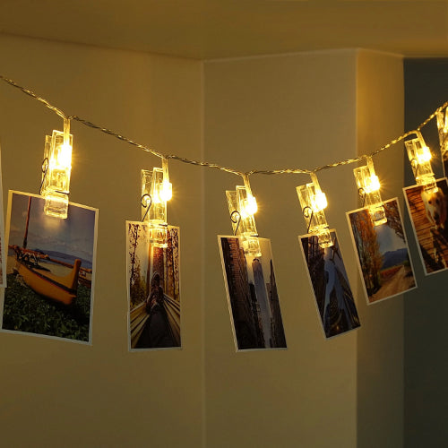 Gold Photo Clips Lights - Illuminate Your Memories in Style