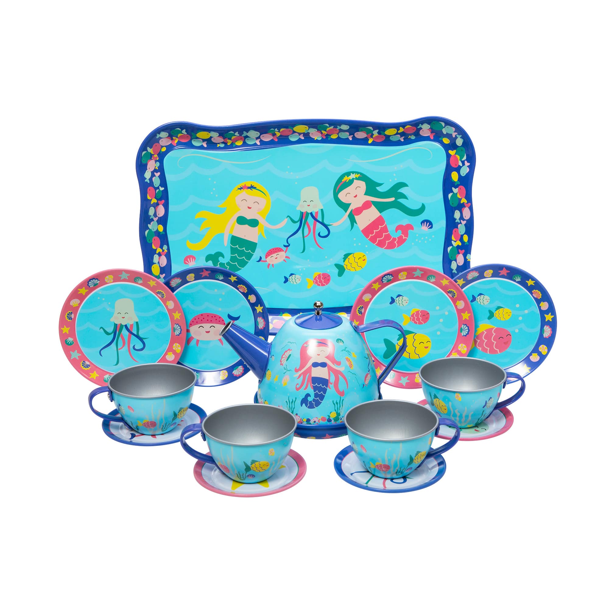 mermaid tin tea set