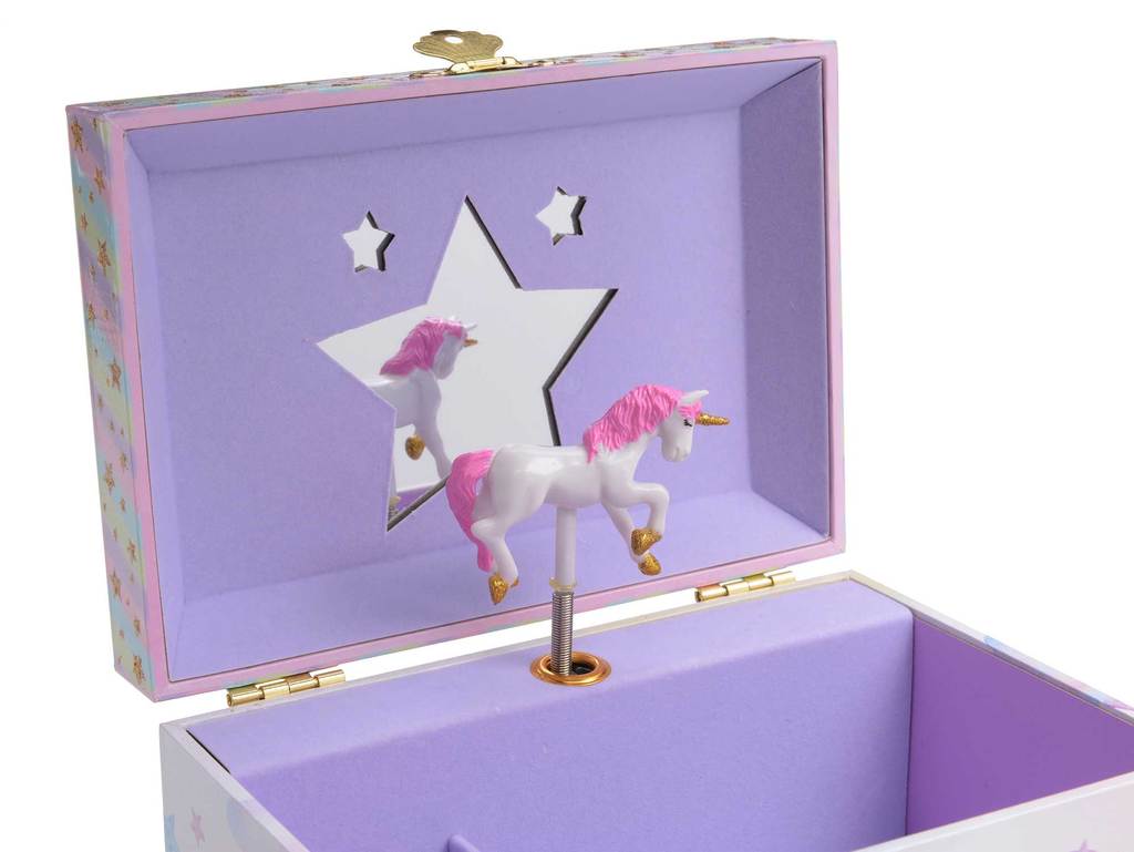Rainbow Unicorn Musical 2 Drawer Jewelry Box