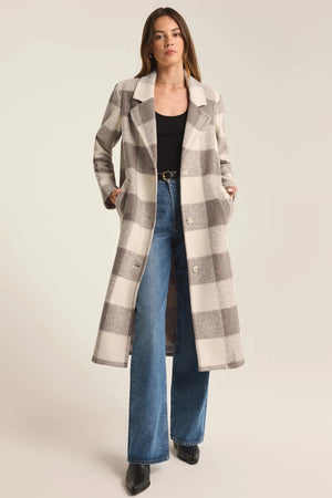 Slate Grey Conway Buffalo Plaid Coat - Purpose Boutique