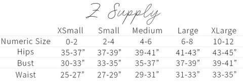 Size Guide Chart Activewear – Z SUPPLY