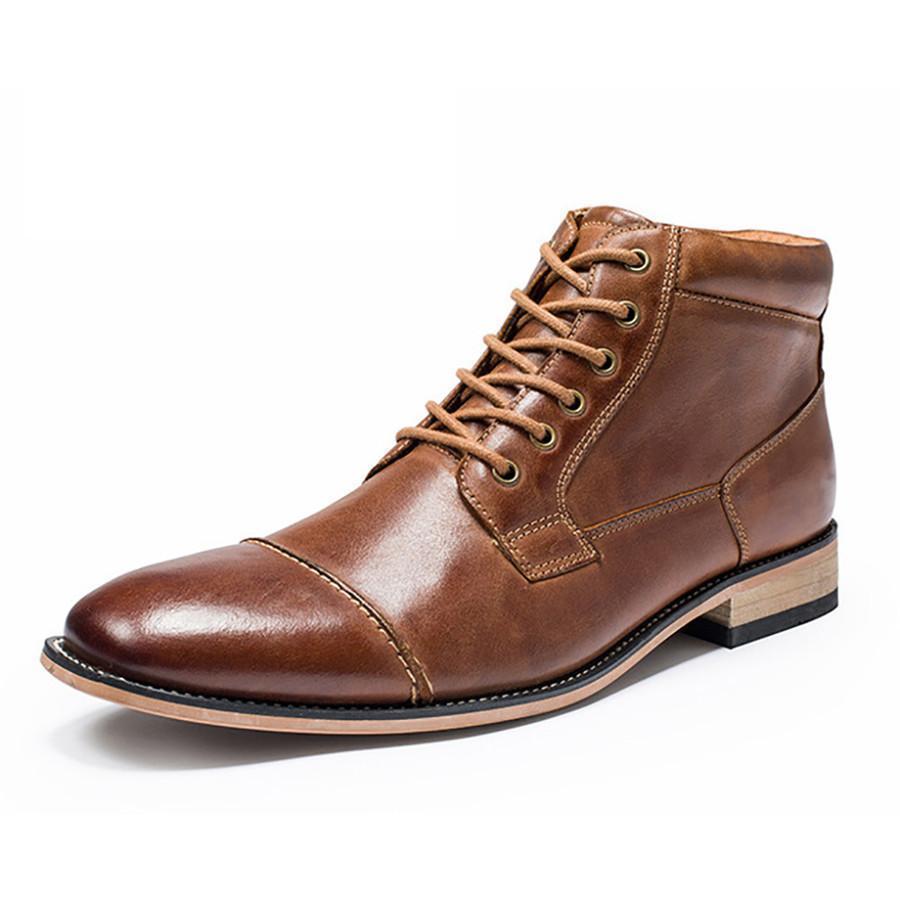 Men's leather casual high-top belt Martin boots – yayadress