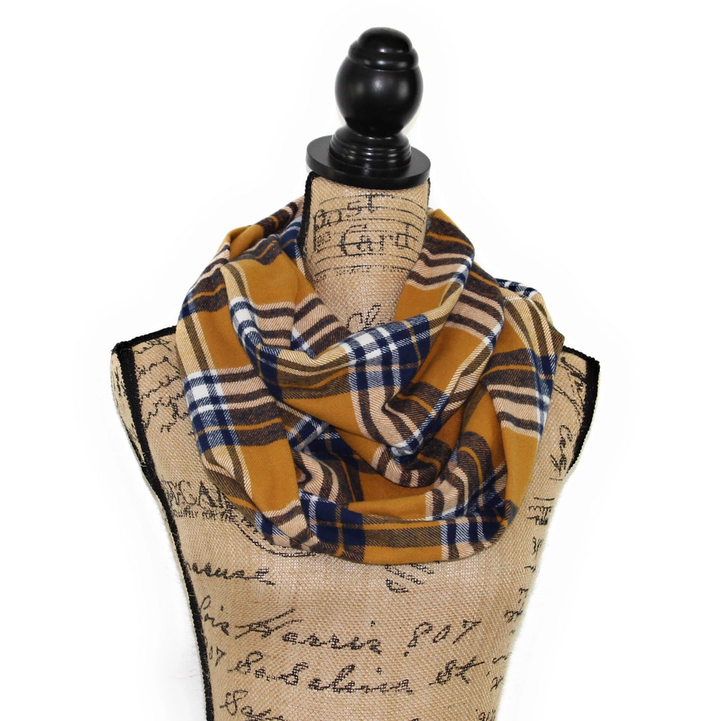 mustard yellow and navy scarf