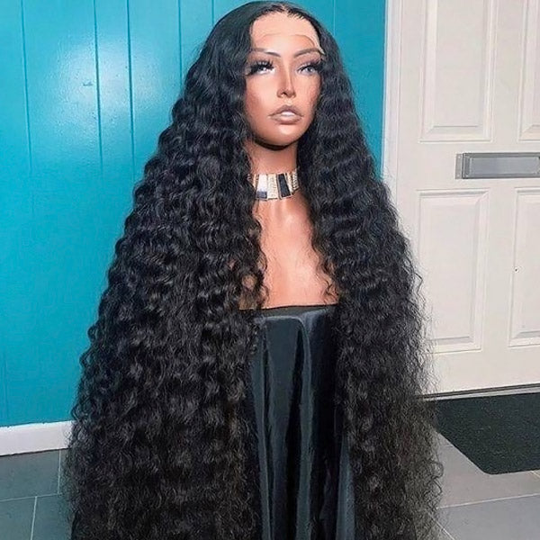 Long HD Undetectable 32" 34" 36" 38" 40" Glueless Human Hair Wigs, 180% Density 13x4 Straight Body Wave Loose Deep Wave Curly Lace Front Wig