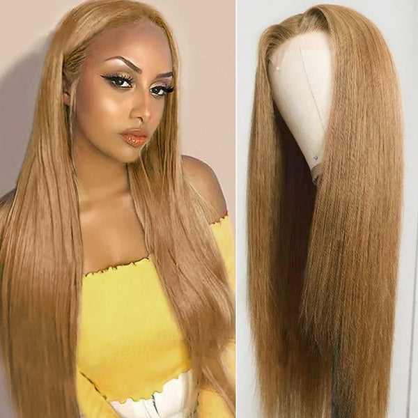 Honey Blonde Color 27# 13×4 Lace Front Wigs,Indian Remy Human