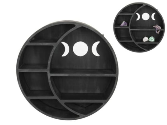 Black MDF Wiccan Triple Moon Shelf 35cm Hanging