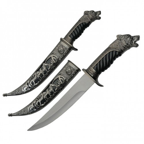 FIXED BLADE KNIFE SILVER WOLF 35CM