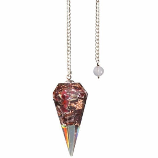 FACETED ORGONE PENDULUM GARNET