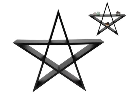 BLACK PENTAGRAM MDF SHELF 36CM