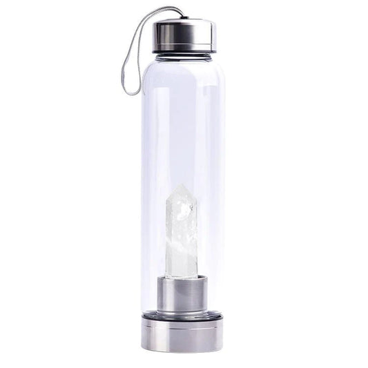 GEMSTONE WATER BOTTLE CLEAR QUARTZ