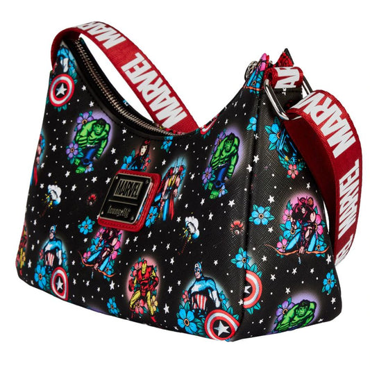 LOUNGEFLY - Marvel Comics - Avengers Floral Tattoo Shoulder Bag {ORDER IN ONLY}