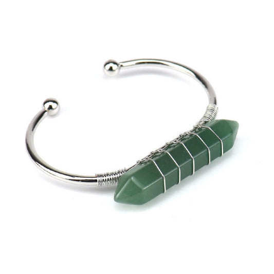 Cuff Bracelet Wire Wound Double Point Aventurine