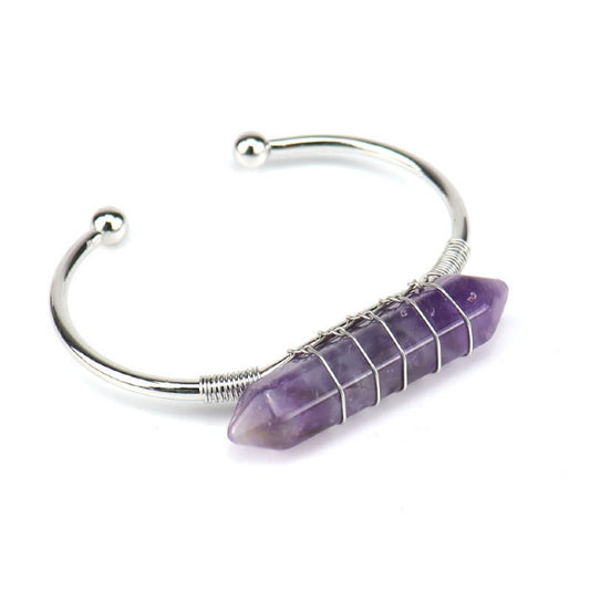 Cuff Bracelet Wire Wound Double Point Amethyst