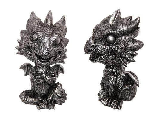 SILVER COLORED DRAGON BOBBLE HEAD