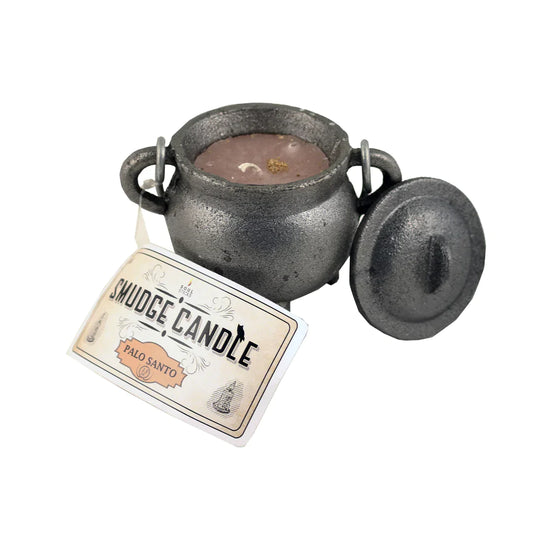 CAST IRON CAULDRON SMUDGE CANDLE PALO SANTO