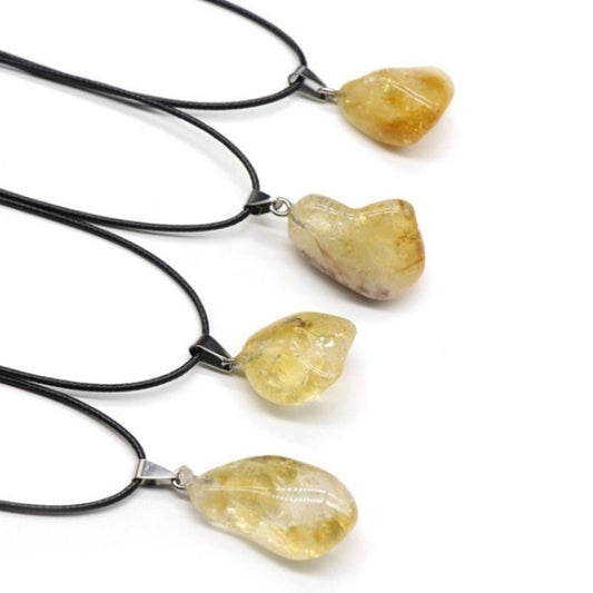 NECKLACE WITH ROUGH CITRINE PENDANT