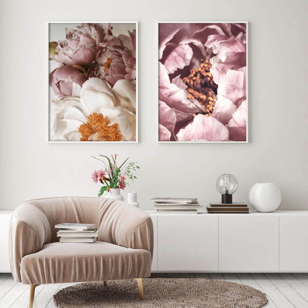 neutral peonies wall art