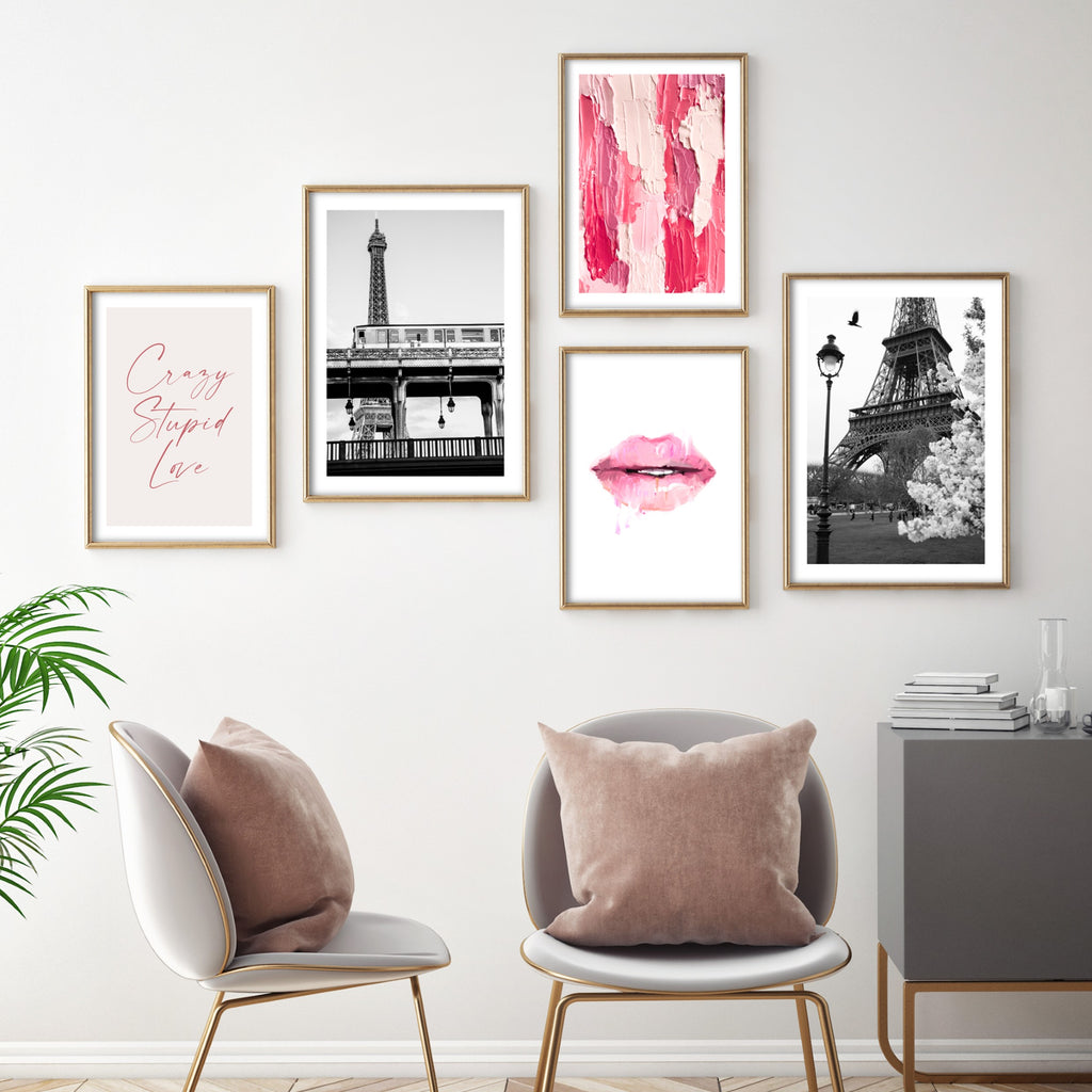 pink paris inspired gallery wall