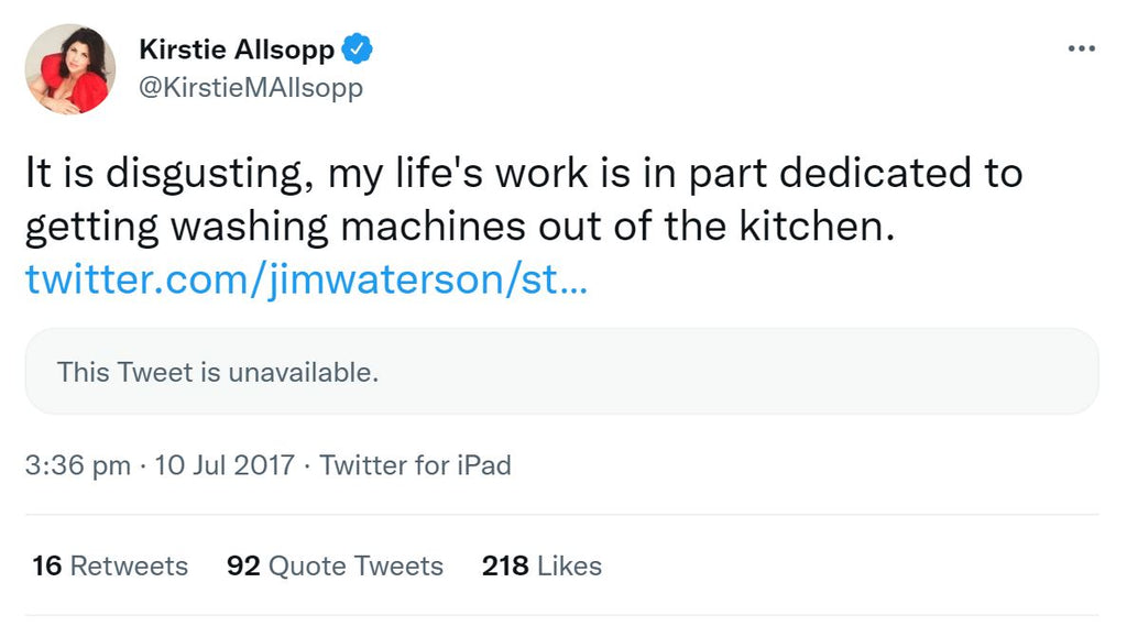 kirstie allsopp twitter washing machine tweet
