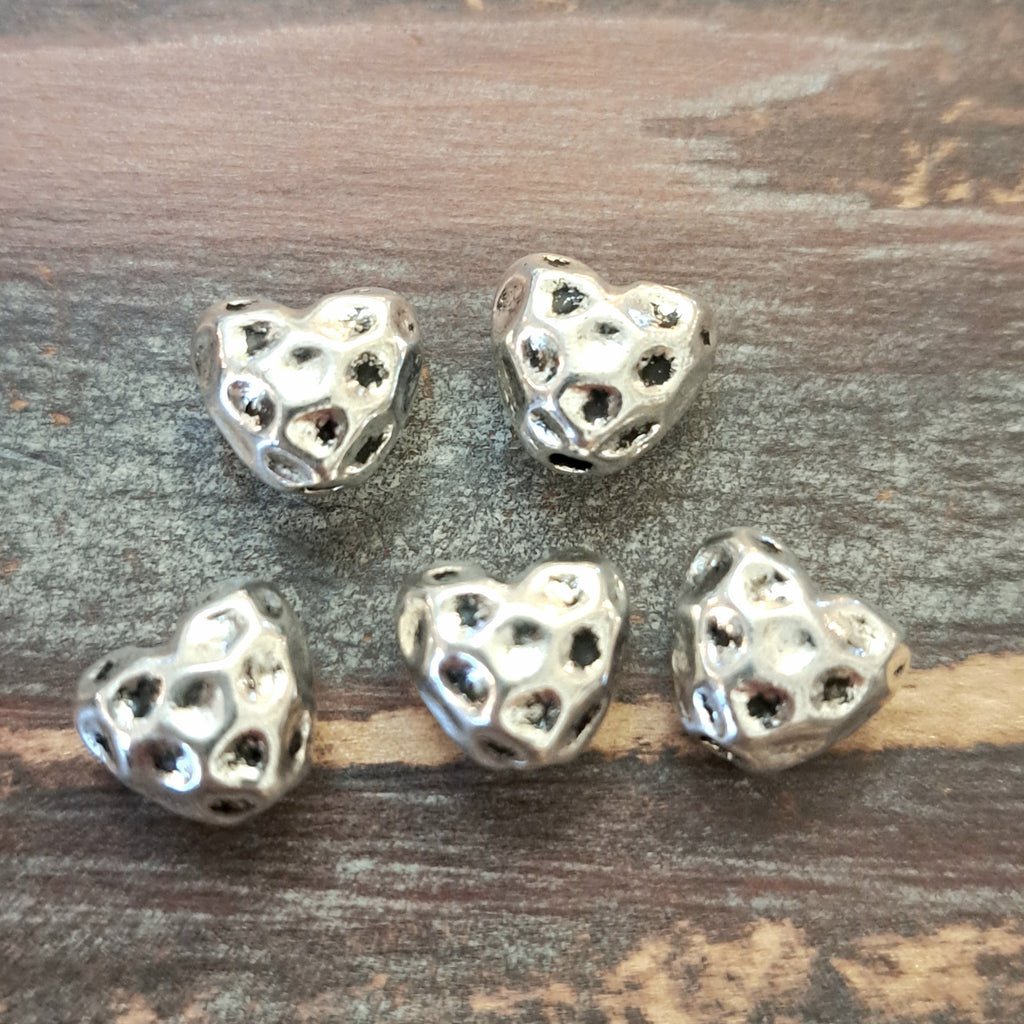 ST-MHP41S - Silver Large Hole Beads With Lines, 9x11mm